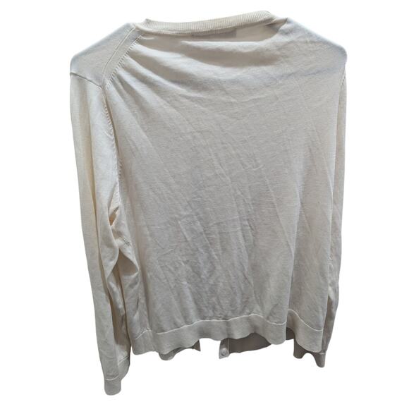 Women's Ann Taylor LOFT Cream Cardigan Size XL 100% Cotton button up Shirt Top - Picture 5 of 9
